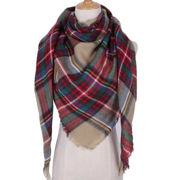 Winter Triangle Scarf For Women Brand Designer Shawl Cashmere Plaid Scarves Blanket Wholesale Drops - Shello's Creative Boutique