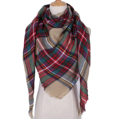 Winter Triangle Scarf For Women Brand Designer Shawl Cashmere Plaid Scarves Blanket Wholesale Drops - Shello's Creative Boutique