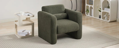 Modern style chair with Sheepskin Sherpa fabric soft cushion, armchair, soft with backrest and pillow - Shello's Creative Boutique