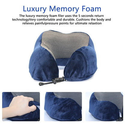 U Shaped Memory Foam Neck Pillows Soft Travel Pillow Neck Cervical Airplane - Shello's Creative Boutique