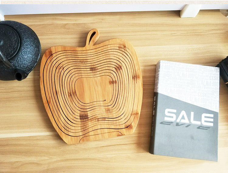 Folding Fruit Basket Creative Fashion Crafts Fruit Storage Basket Wooden Layer Tripod Bowl Outdoor Camping Supplies eprolo