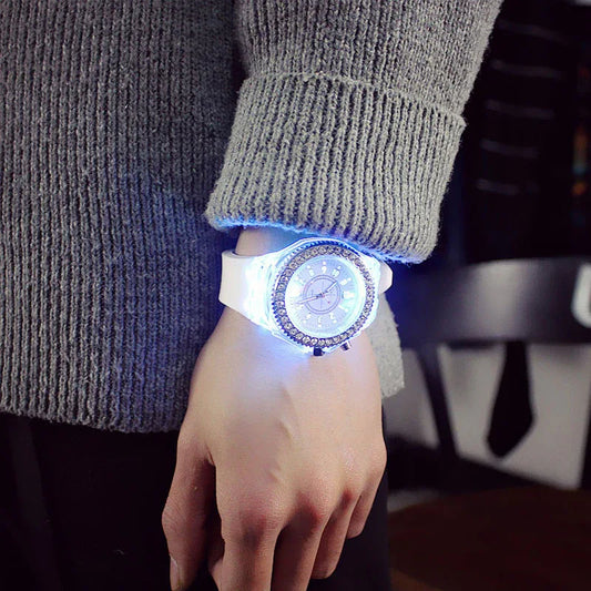 Led Flash Luminous Watch Personality trends students lovers jellies woman men's watches 7 color light WristWatch - Shello's Creative Boutique