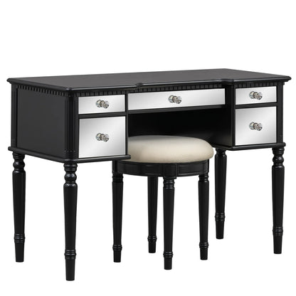 Dressing Table Set with Mirrored Drawers and Stool, Tri-fold Mirror, Makeup Vanity Set - Shello's Creative Boutique