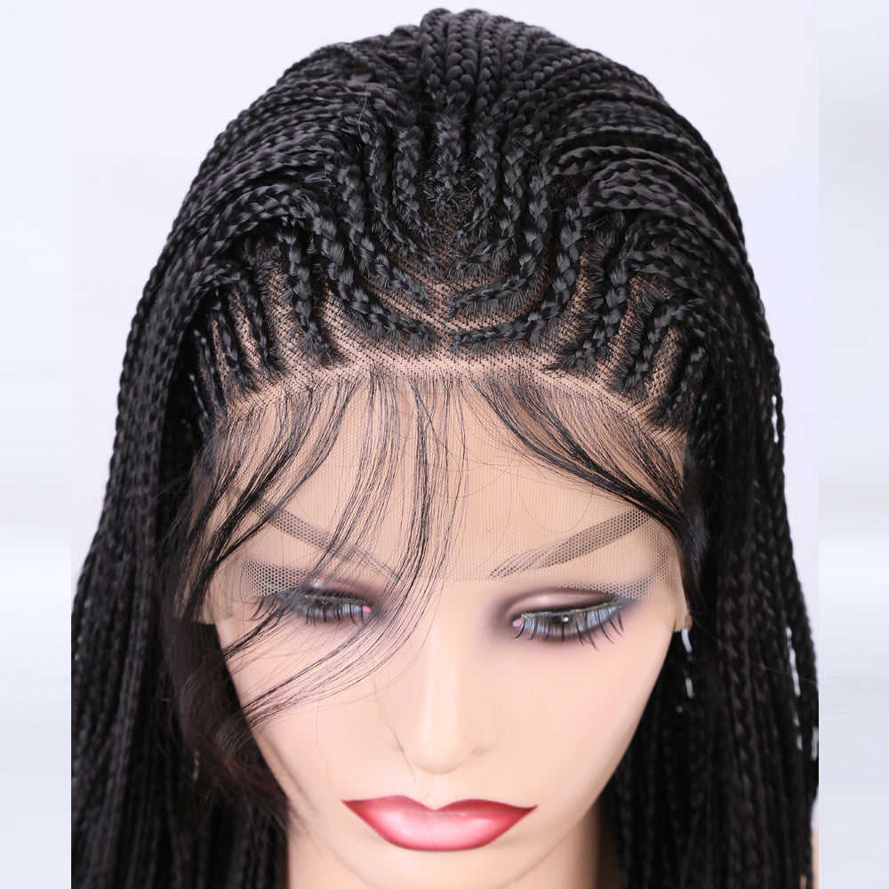 Braided Wigs Three Strand Lotus Dreadlocks Women's Chemical Fiber Front Lace Wig Headgear Lace Wigs Shello Creative Boutique