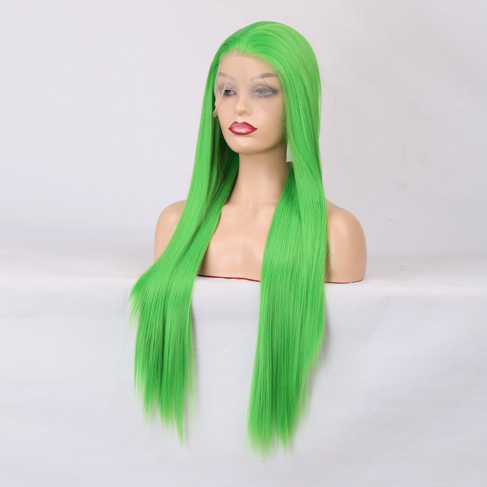 Wig Female Long Hair Chemical Fiber Front Lace Natural Simulation Wig Headgear Medium Long Hair Headgear Shello Creative Boutique