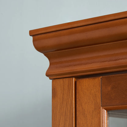 Curio Diapali cabinet with adjustable shelves mirror tempered glass door walnut wood - Shello's Creative Boutique