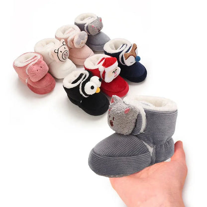 Baby cotton winter high tube 0-1 year old children's cartoon cute walking shoes - Shello's Creative Boutique
