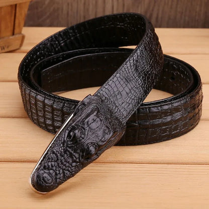 Luxury Alligator Design Cowhide Leather Crocodile Belts for Men - Shello's Creative Boutique