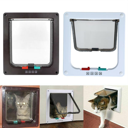 Dog Cat lock Flap Door ABS durable Puppy Pet Door 4 Way Security Lock Gate indoor use Pet Supplies eprolo