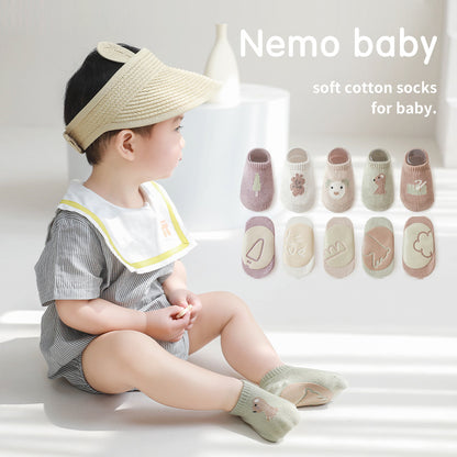 Spring And Summer New Baby Floor Socks Combed Cotton Non-Slip Indoor Cool Children Toddler Socks Cartoon Short Boat Socks eprolo
