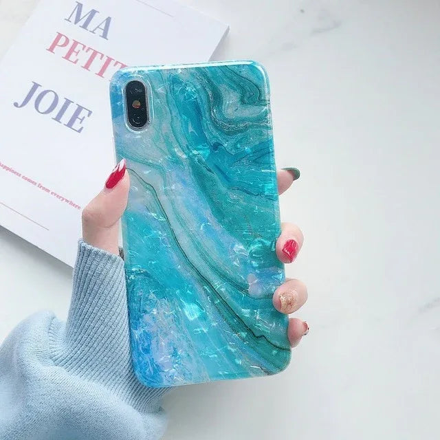 Glitter Marble Case For iphone 7 XR XS MAX Case Soft TPU Back Cover For iphone 6 6S 7 8 Plus iphone X XR Case Cover Phone Case - Shello's Creative Boutique