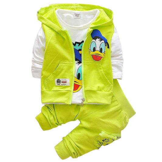 Boys Clothes Suits Cartoon Donald Duck Baby Kids Boys Outerwear Hoodie Jacket Baby Sport Boys Clothing Sets Suits eprolo