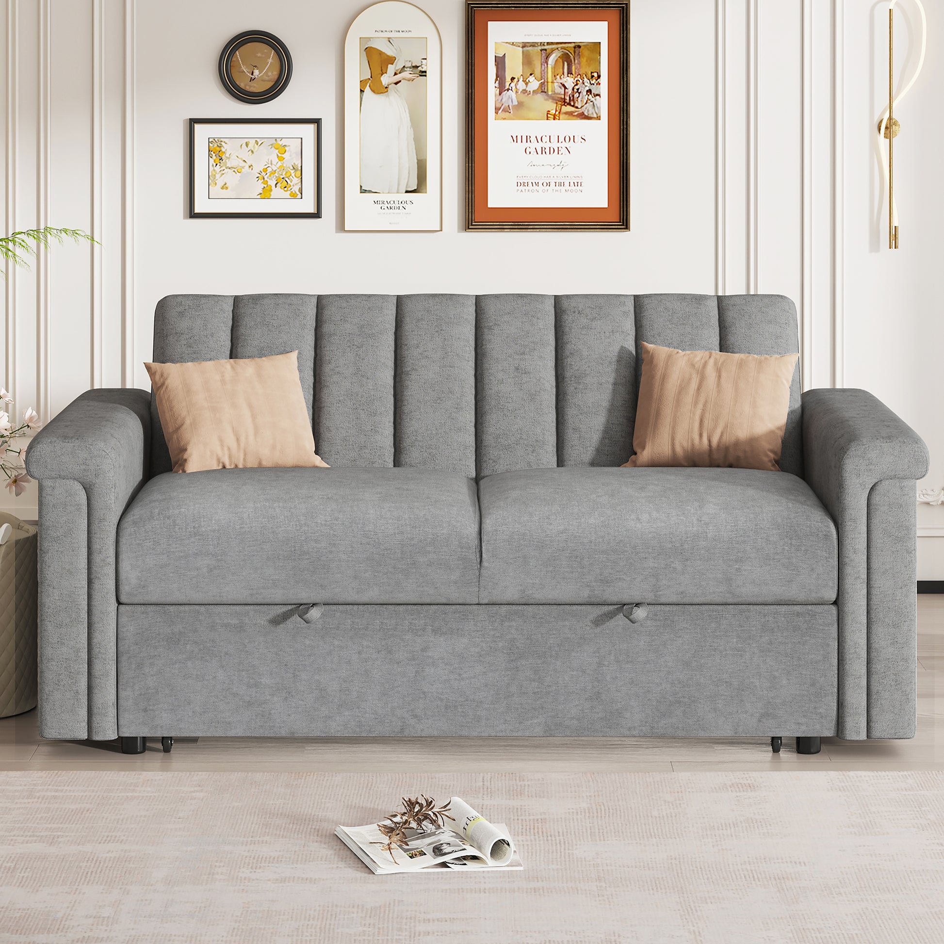 U_STYLE Convertible Soft Cushion Sofa Pull Bed ,for Two People to Sit On eprolo