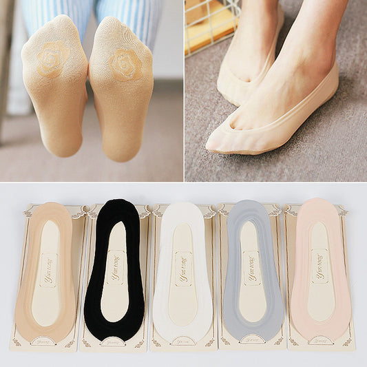 Ice Silk Invisible Boat Socks – Ultra-Thin, Non-Slip Comfort for Women