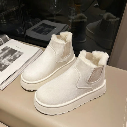 Short tube bread cotton shoes with plush and thick snow boots for women - Shello's Creative Boutique