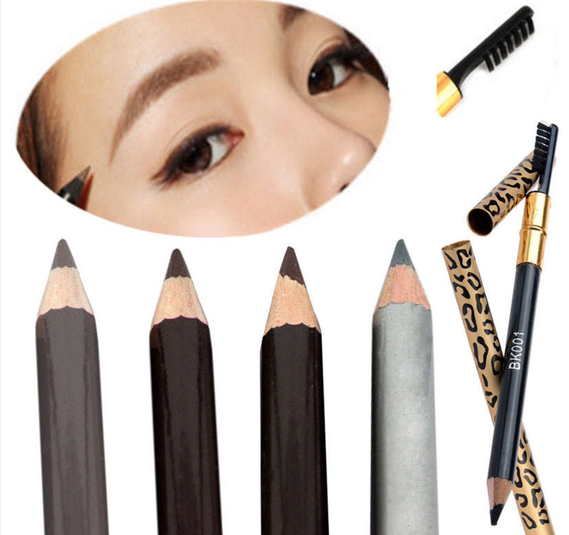 Leopard Women Eyebrow Pencil Waterproof Black Eye Brown Coffee Pencil With Brush Make Up Eyeliner Eye Liner Makeup Tools Shello Creative Boutique