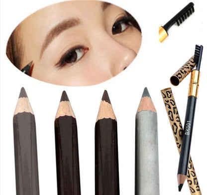 Leopard Women Eyebrow Pencil Waterproof Black Eye Brown Coffee Pencil With Brush Make Up Eyeliner Eye Liner Makeup Tools - Shello's Creative Boutique