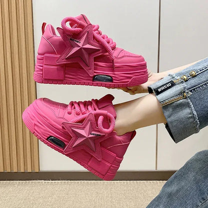Women Sneakers Platform Casual Sports Star Design Vulcanized Shoes - Shello's Creative Boutique