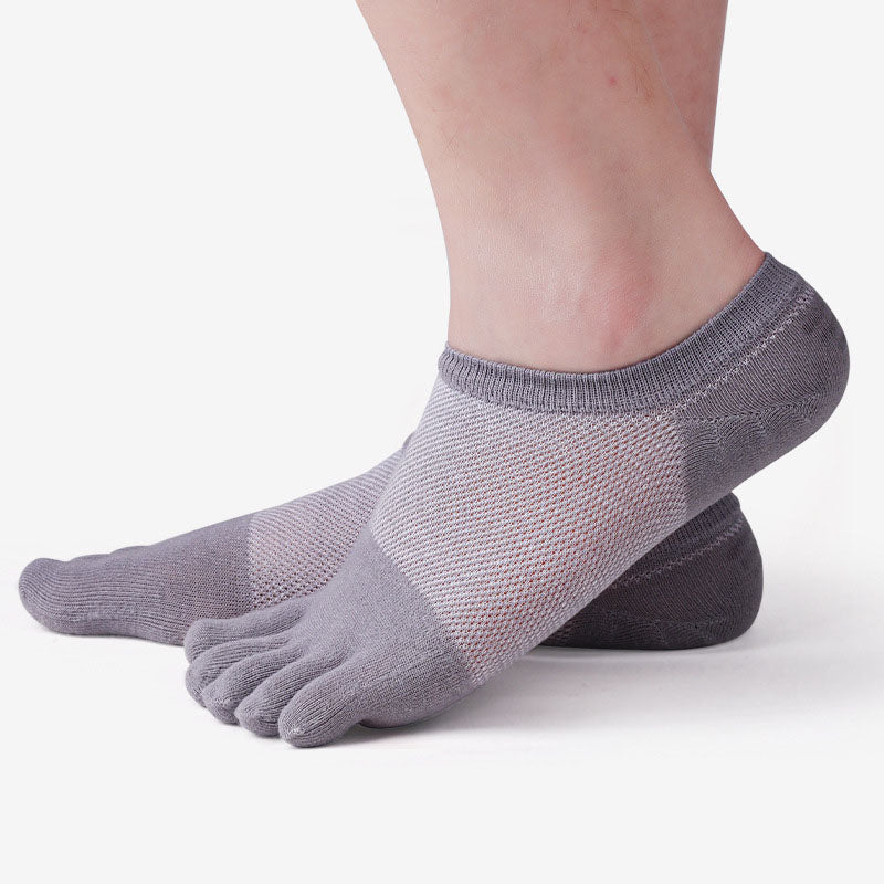 100% Cotton Five-Toe Mesh Socks - Breathable Split-Toe Socks for Men