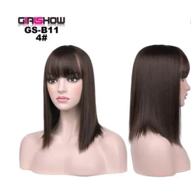 Short Bob Wig with Bangs - Straight Synthetic Heat Resistant - Shello's Creative Boutique
