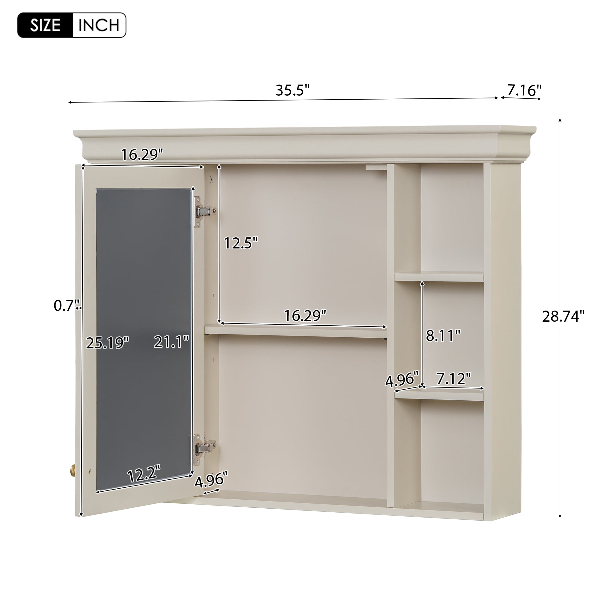 35'' x 28'' Blue Wall Mounted Bathroom Storage Cabinet with Mirror Door, Modern Bathroom Wall Cabinet with Mirror eprolo