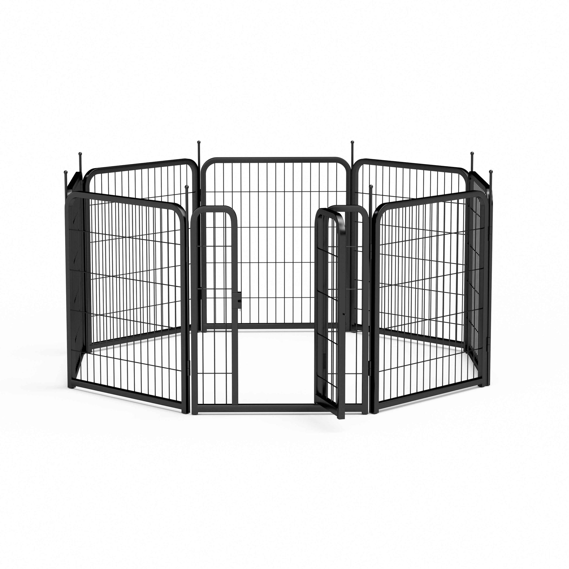 8-Panel Outdoor Dog Fence - 80cm Portable Pet Playpen (Black, 67cm W x 80cm H)