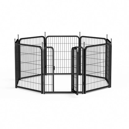 8-Panel Outdoor Dog Fence - 80cm Portable Pet Playpen (Black, 67cm W x 80cm H)
