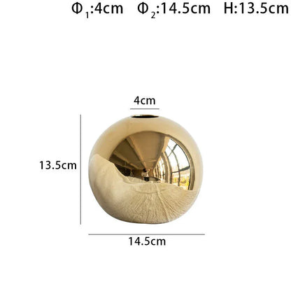 European Style Gold Plated Ceramic Vase – Luxurious Circular Design - Shello's Creative Boutique