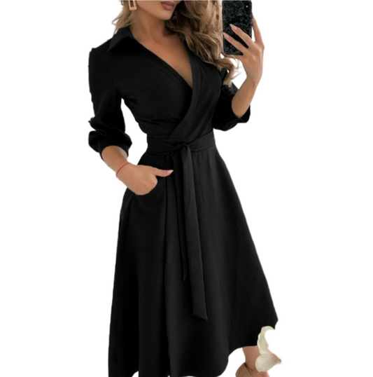 Fashionable short sleeved V-neck printed buttocks wrapped women's clothing-Shello's Creative Boutique