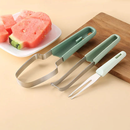 3-in-1 Watermelon Cutter Stainless Steel Fruit Carving Knife Multi-functional Melon Fork Slicer Tool for Camping Kitchen Gadgets - Shello's Creative Boutique
