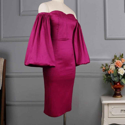 Off-Shoulder Party Dress with Sexy Lantern Sleeves for Women - Shello's Creative Boutique
