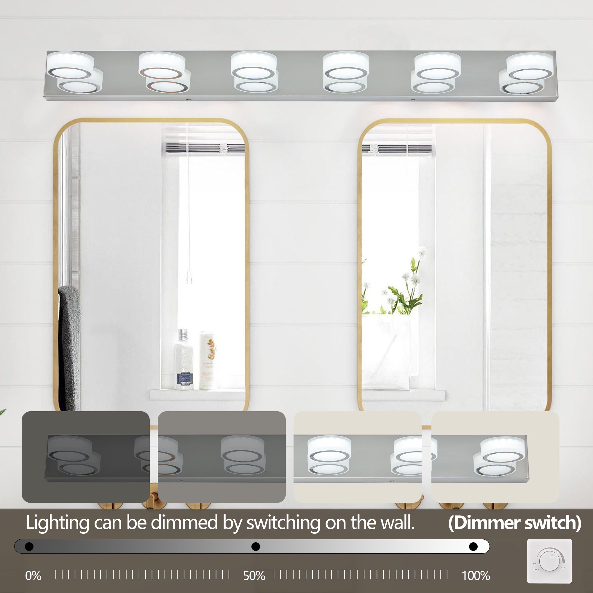 LED Modern Chrome 6-Light Vanity Lights Fixtures Over Mirror Bath Wall Lighting eprolo