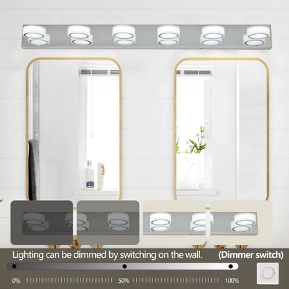 LED Modern Chrome 6-Light Vanity Lights Fixtures Over Mirror Bath Wall Lighting - Shello's Creative Boutique