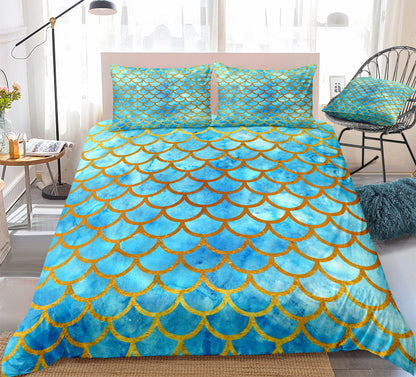 Mermaid Pattern Fish Scales Three Or Four Pieces Household Quilt Cover Bedding eprolo