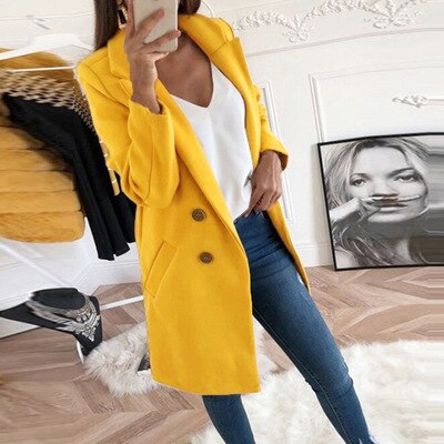 Plus Size Autumn Winter Wool Coat Women Elegant Blazer Ladies Cashmere Womens Coats Office Solid Medium Long Section Camel Coat eprolo
