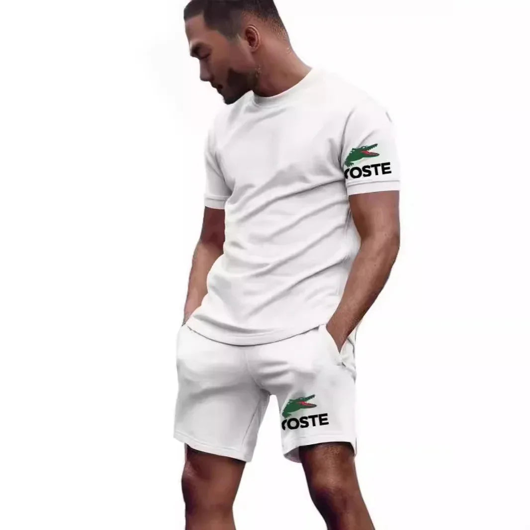 Summer sportswear set, men's fashion two-piece set, sports, fitness, running, leisure, quick drying short sleeved shorts - Shello's Creative Boutique