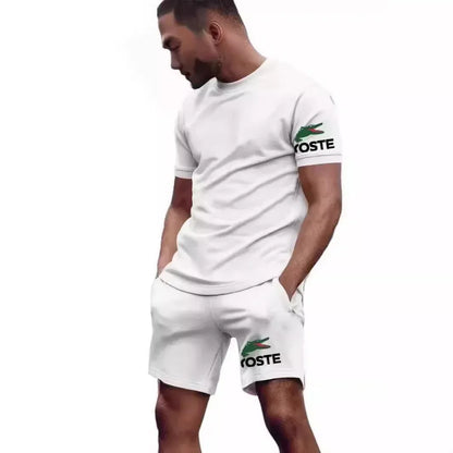 Summer sportswear set, men's fashion two-piece set, sports, fitness, running, leisure, quick drying short sleeved shorts - Shello's Creative Boutique