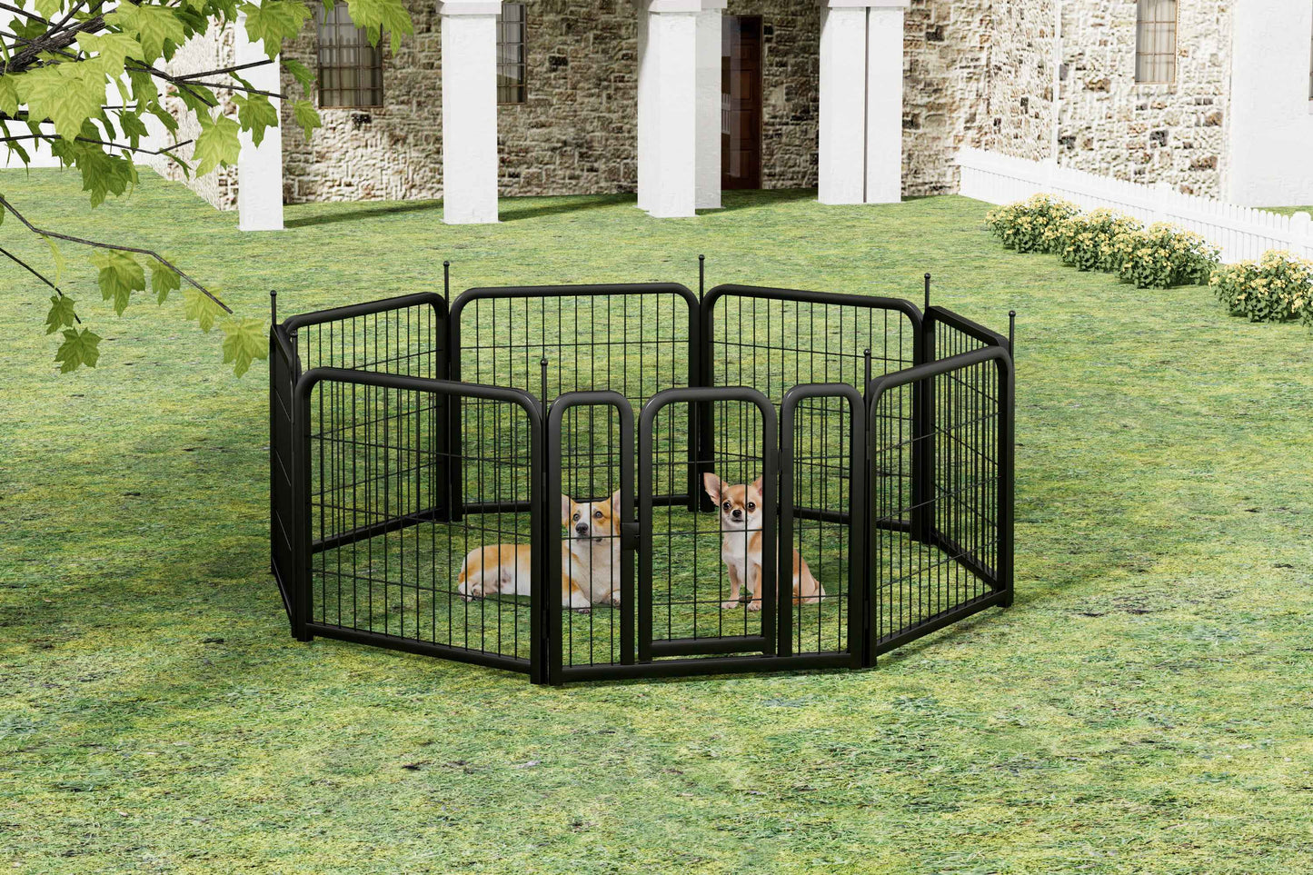 8-Panel Dog Fence - 24" Portable Indoor/Outdoor Pet Pen