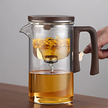 Xiaoman Waist new rodless elegant cup, one click magnetic suction filter glass tea pot, automatic tea separation tea cup - Shello's Creative Boutique