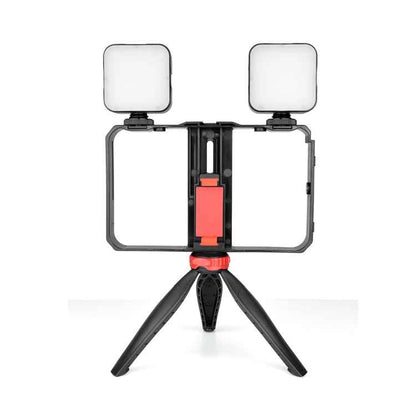 YELANGU PC203 YLG1801C Vlogging Live Broadcast LED Selfie Light Smartphone Video Rig Handle Stabilizer Plastic Bracket Tripod Kits