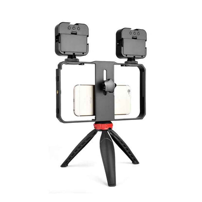 YELANGU PC203 YLG1801C Vlogging Live Broadcast LED Selfie Light Smartphone Video Rig Handle Stabilizer Plastic Bracket Tripod Kits
