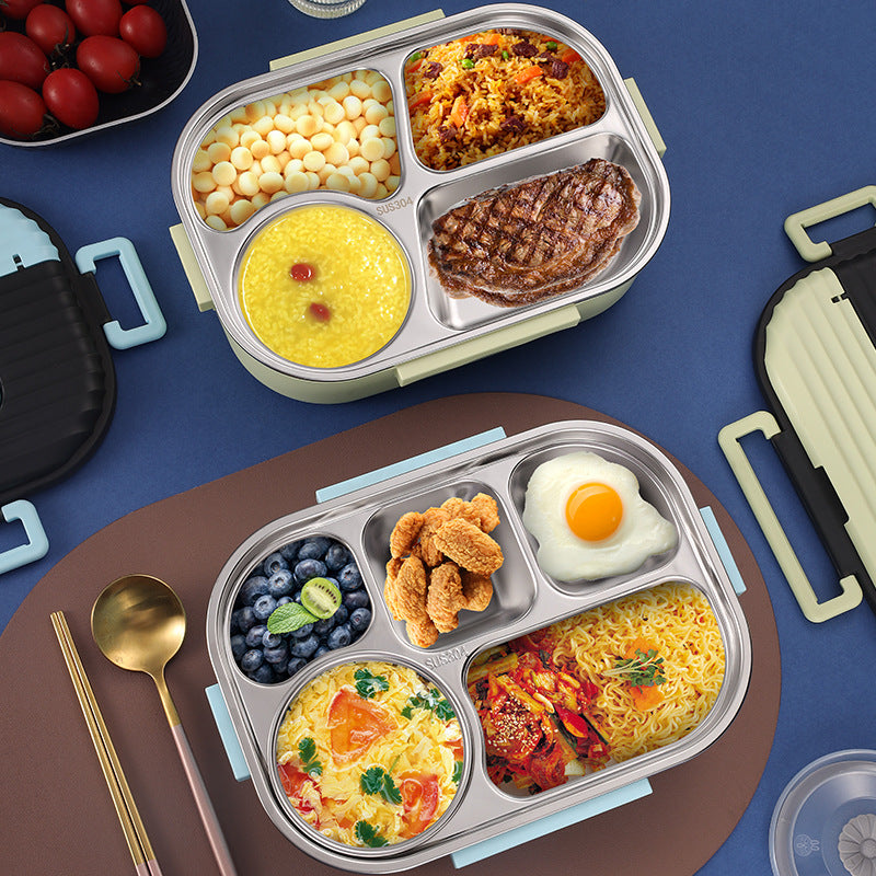 Microwaveable portable 304 stainless steel heat preservation rectangular lunch box fresh lunch box eprolo