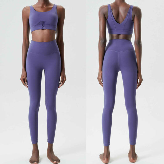 Eprolo Cross-Border Zippered Yoga Clothing Set for Women