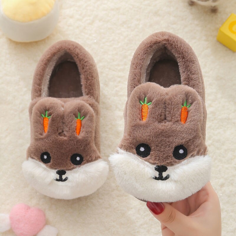 Kids Cotton Slides Autumn Winter Indoor Non-slip Cute Rabbit Non-slip Kids Shoes Home Slippers Fashion Baby Boys Girls Slippers eprolo