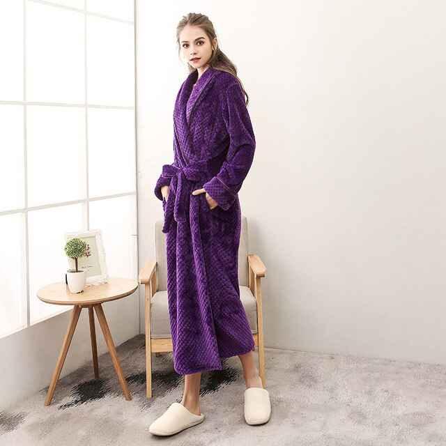 Luxury Flannel Bathrobe - Thick Warm Dressing Gown for Men & Women - Shello's Creative Boutique