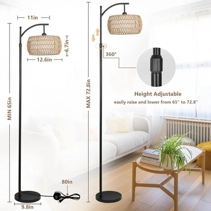Arc Floor Lamp – Stylish Boho Lighting with Smart Features - Shello's Creative Boutique