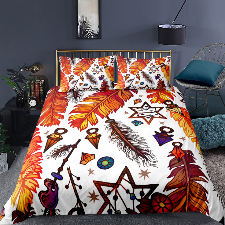 3D digital printing bedding quilt cover pillow case three piece feather series eprolo