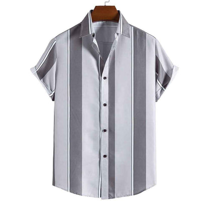Summer Men's Striped Short-Sleeved Hawaiian Shirt