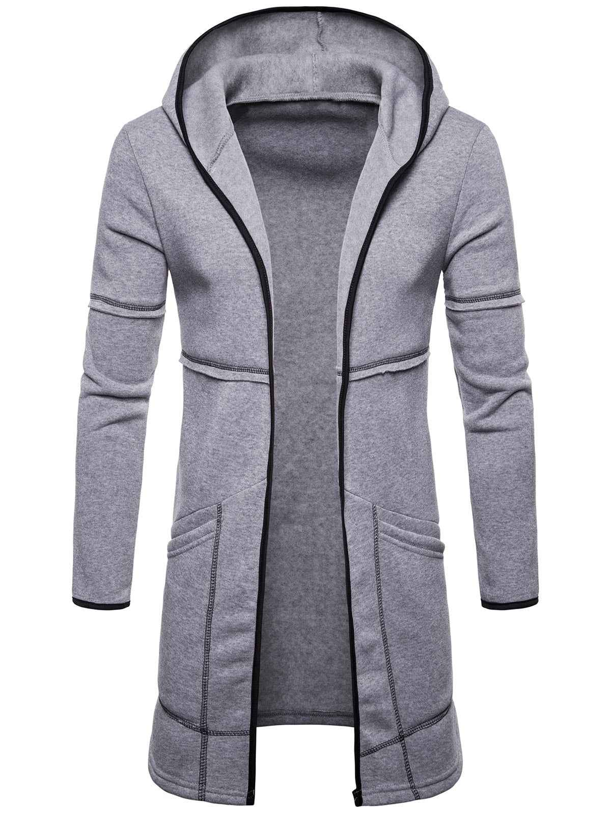 Open Front Long Sleeve Longline Hoodie