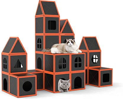 Cardboard Cat House Scratcher Breathable Pet Foldable Cat Toys And House For Cats - Shello's Creative Boutique
